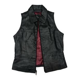 Vintage Y2K Venus Williams Wilsons Leather Vest Black Moto Biker Real Leather M